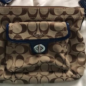 Authentic Coach Navy and Brown crossbody
